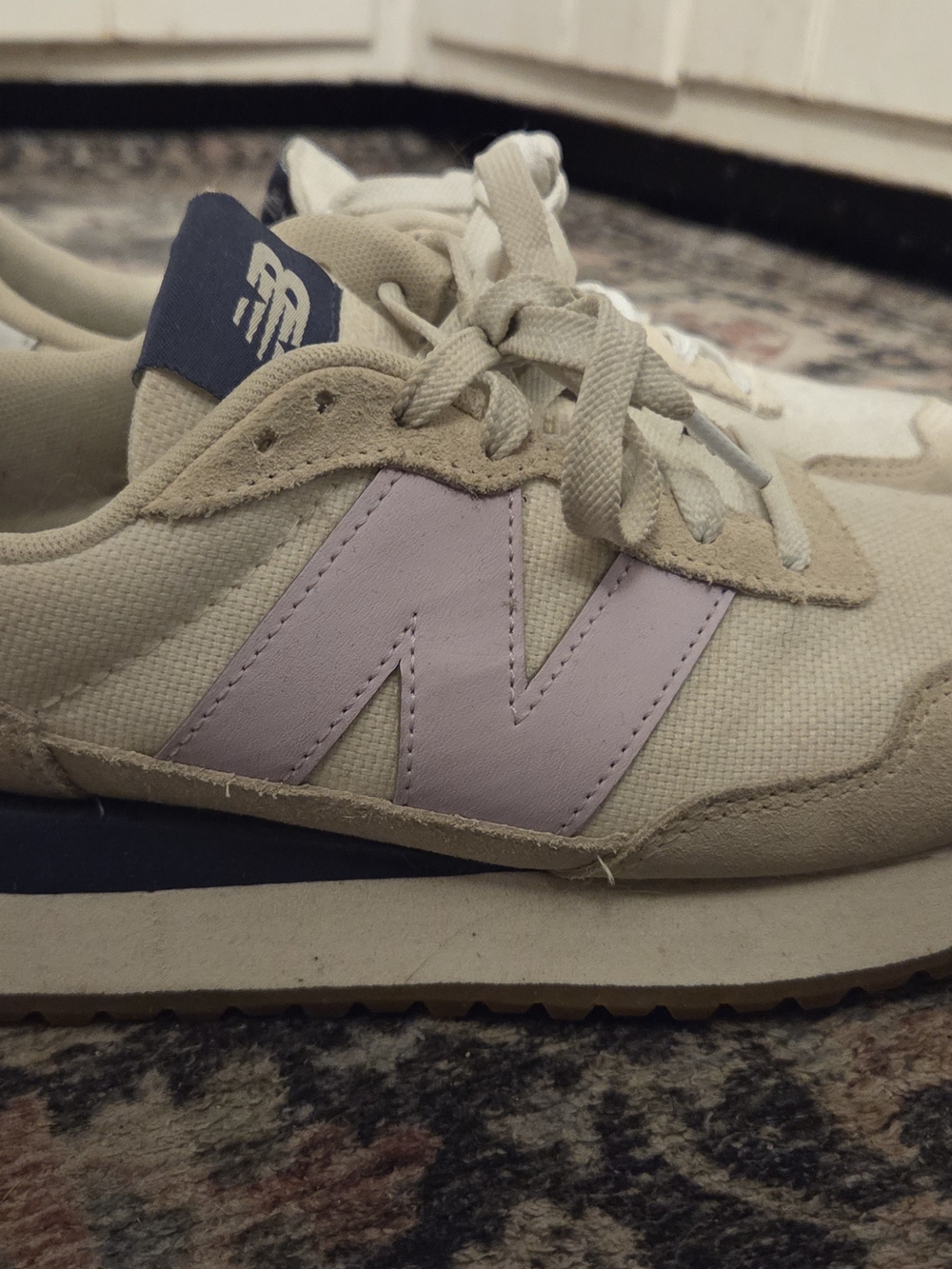 New Balance Women’s Beige Sneakers with Light Pink 'N' Accent